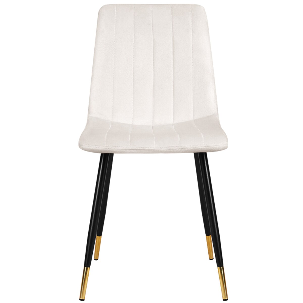 Krzesło tapicerowane welurowe pikowane złote nogi beżowe