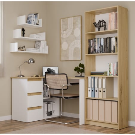 Biurko narożne Nicea lewe dąb artisan/biel 120x48,5x75 1 szt.