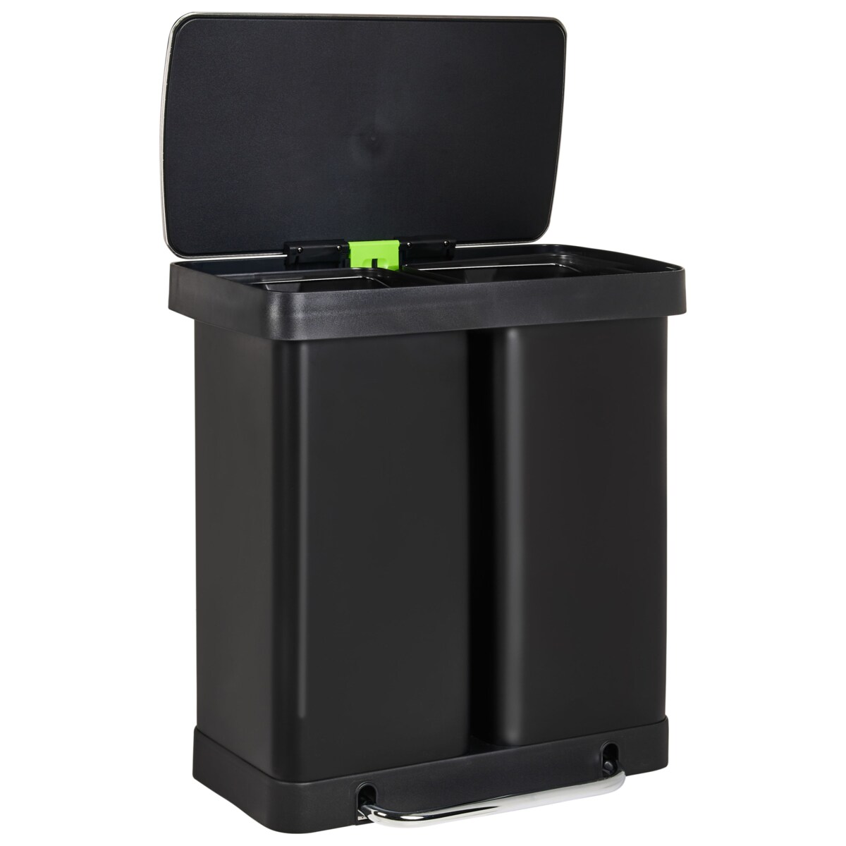 Kosz na śmieci z pedałem dwukomorowy 60 L ECOSORT Metal Czarny