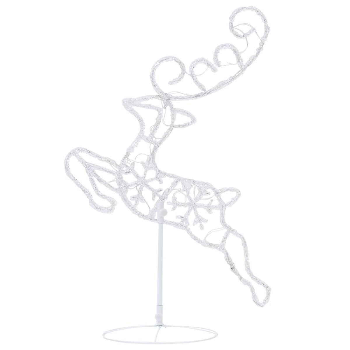 vidaXL Świąteczne renifery z saniami, akryl, 260x21x87 cm, ciepła biel