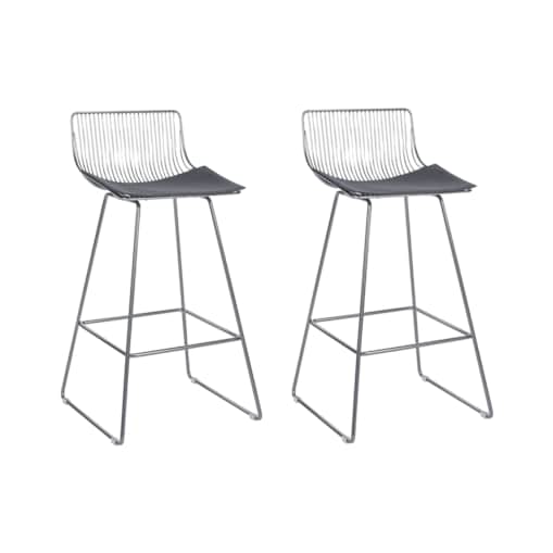 Zestaw 2 krzeseł barowych FREDONIA Metal Srebrny