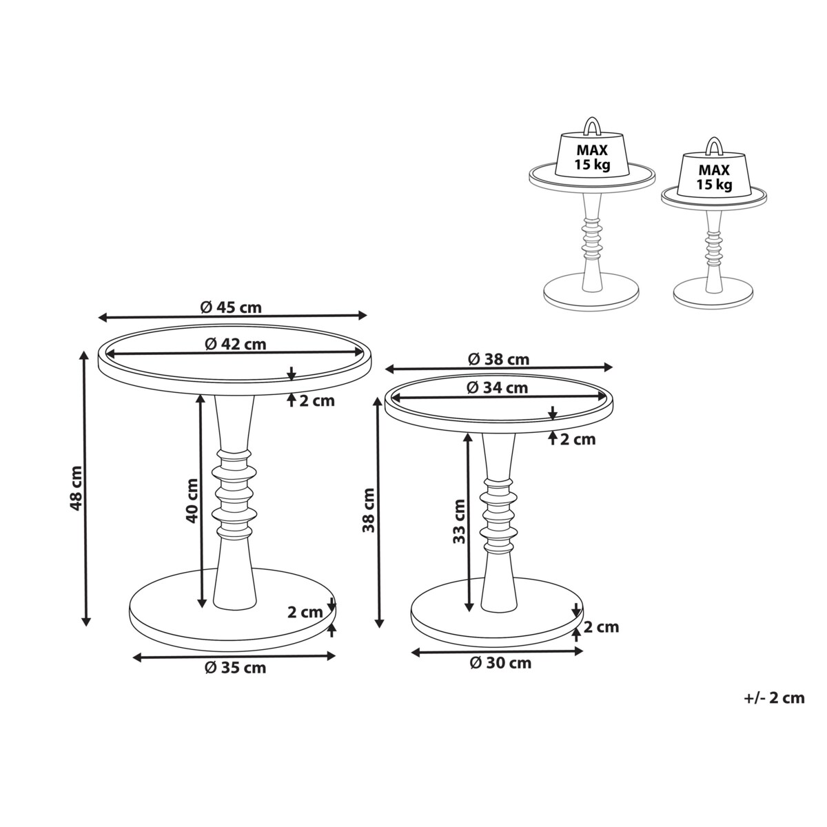 Zestaw 2 stolików pomocniczych z drewna mango ciemne THALIA