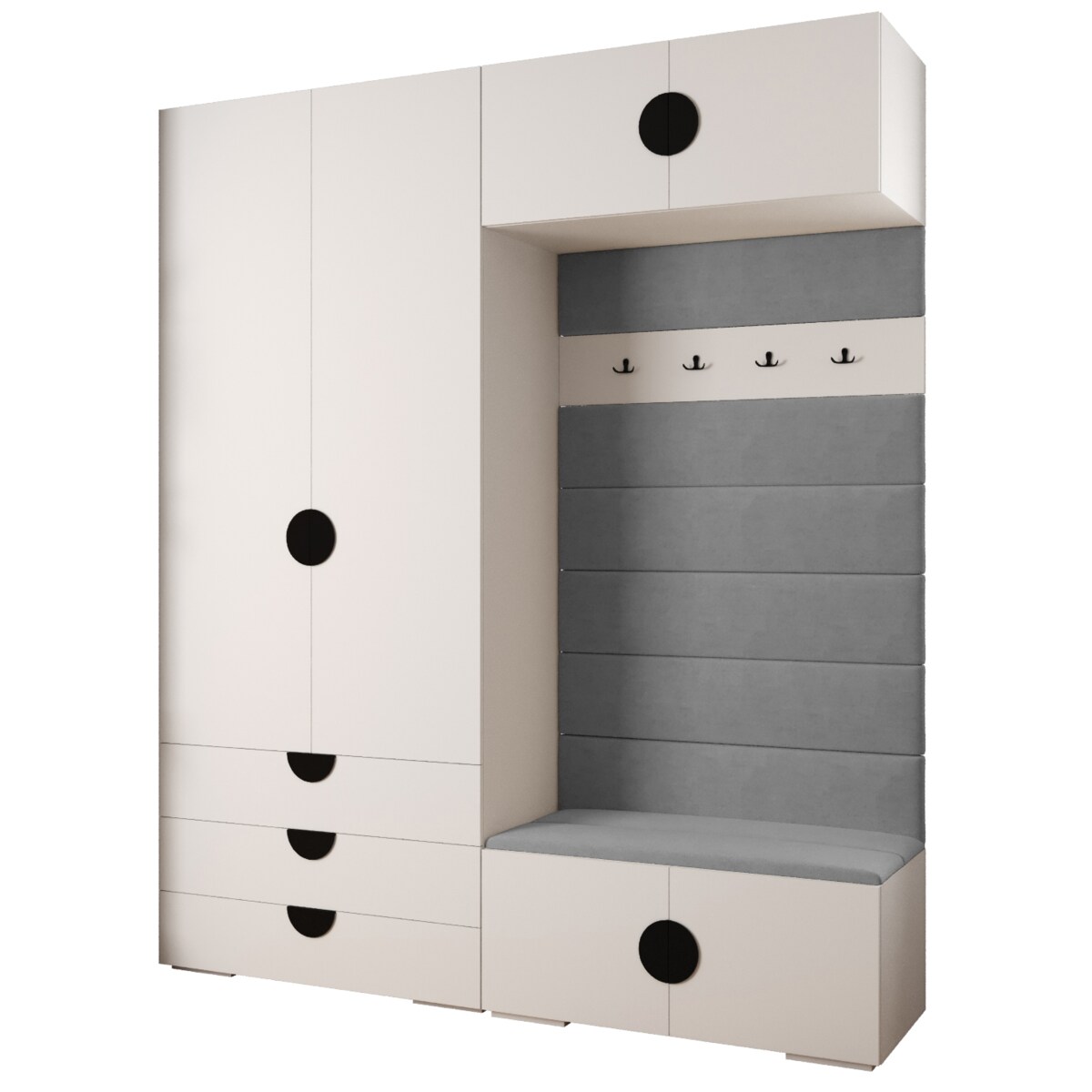 Garderoba do przedpokoju INOVA 4 Z12 biały+czarny+manila16