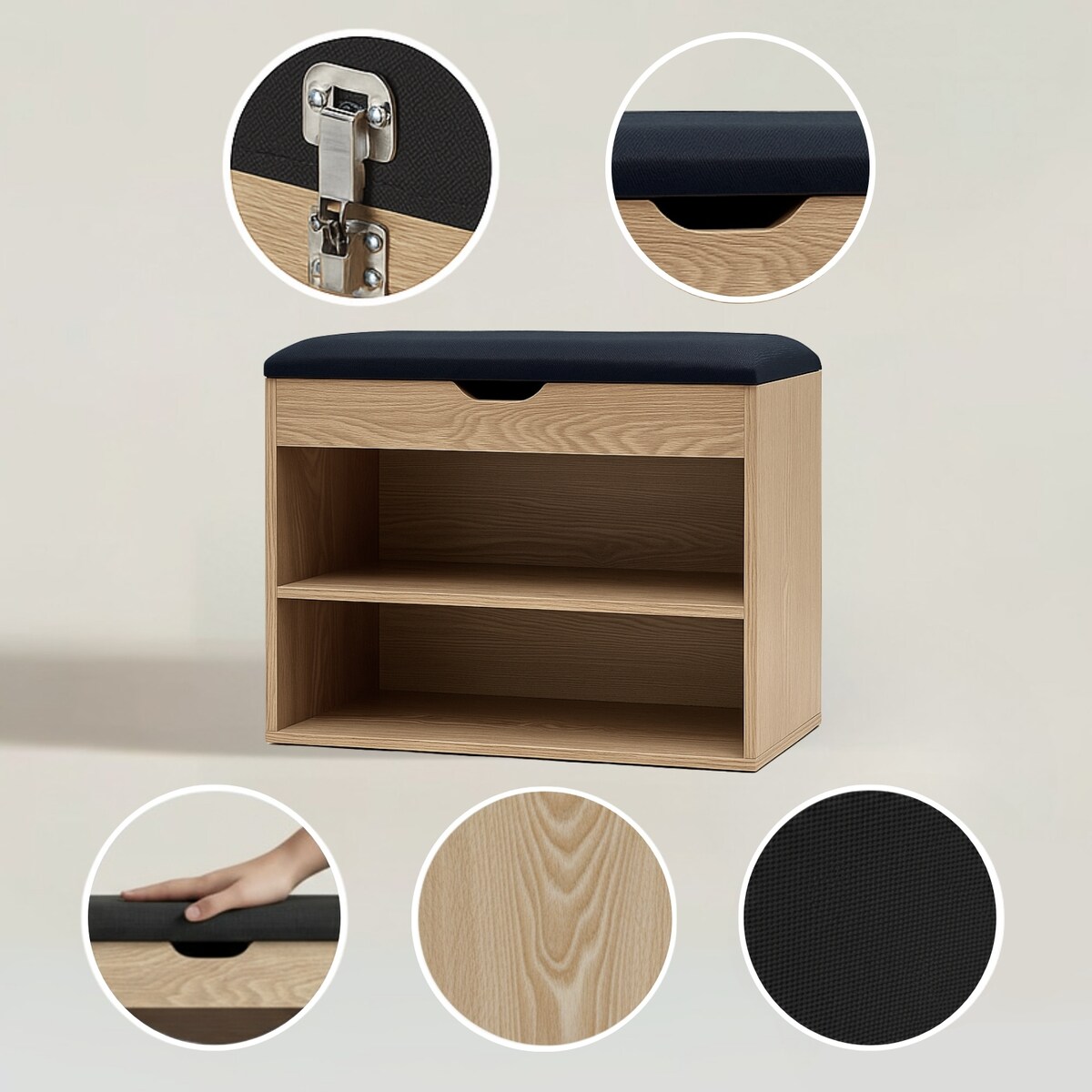 Szafka na buty z siedziskiem LEVA, 60 x 30 x 47 cm