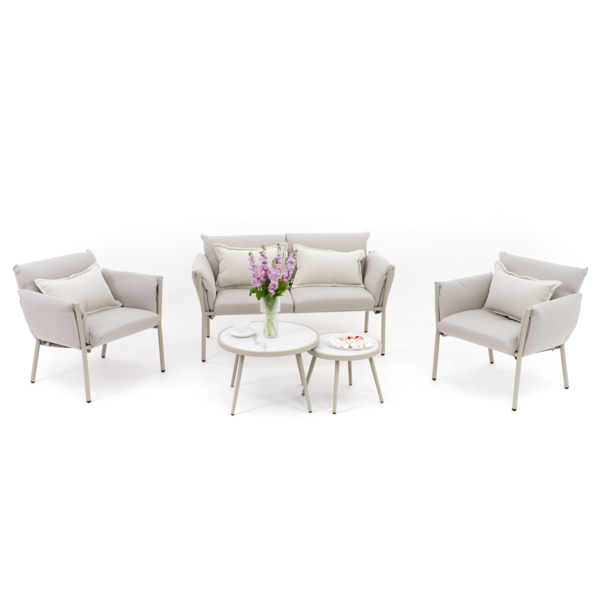 Zestaw mebli ogrodowych taras balkon aluminiowe TULUM beżowe