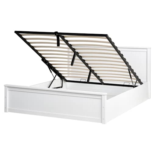 Łóżko z pojemnikiem Drewno sosnowe LAMBRES 160 x 200 cm Biały