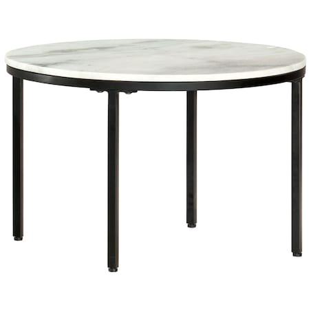 vidaXL Stolik kawowy, biało-czarny, Ø65 cm, prawdziwy marmur