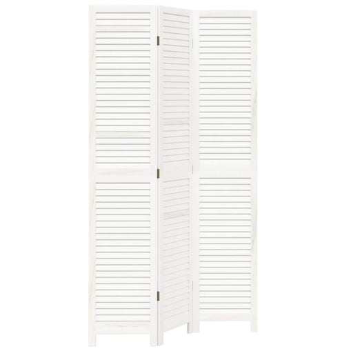 vidaXL Parawan pokojowy, 3-panelowy, biały, lite drewno paulowni