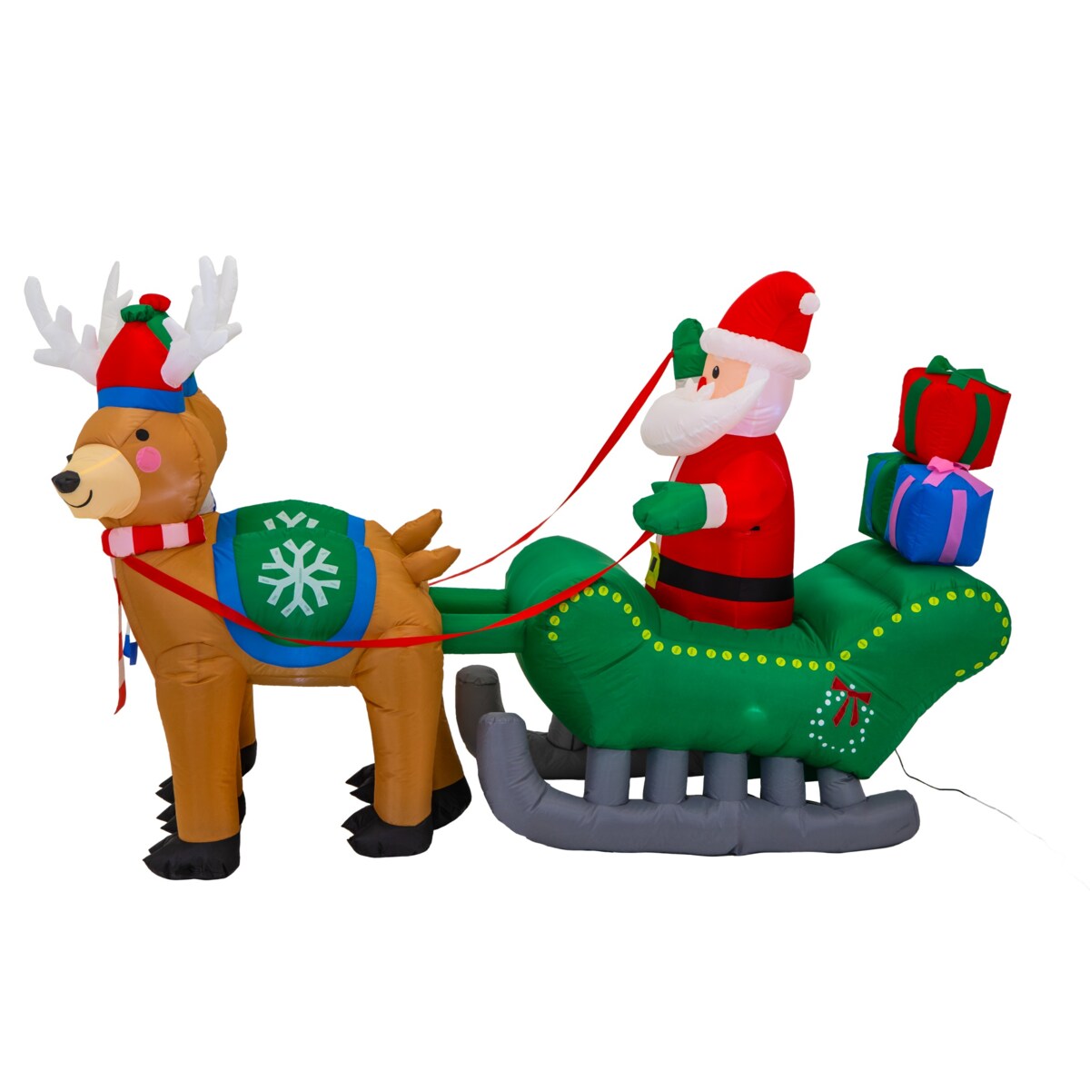 Mikołaj Nadmuchiwany Dekoracja Świąteczna Sanie Renifer Dmuchaniec