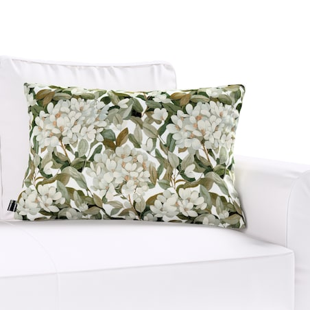 Poszewka Kinga na poduszkę prostokątną 60x40 zielone liście na białym tle