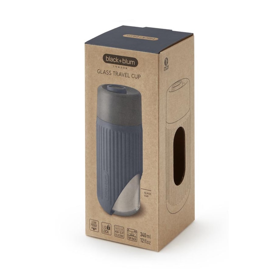 Kubek podróżny szklany szary, 340 ml, Black+Blum