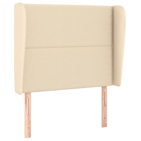 vidaXL Zagłówek uszak, kremowy, 93x23x118/128 cm, tkanina