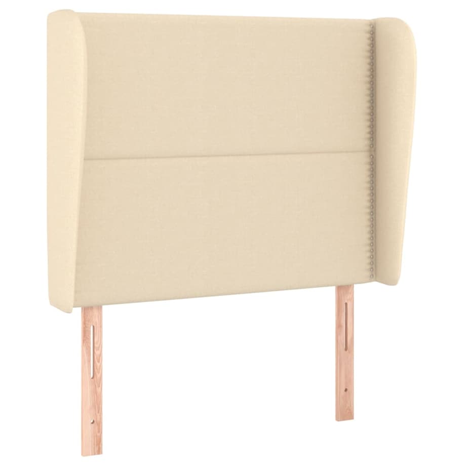 vidaXL Zagłówek uszak, kremowy, 93x23x118/128 cm, tkanina