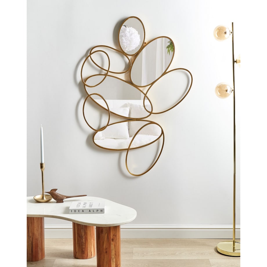 Metalowe lustro ścienne 113 x 77 cm złote DECIZE