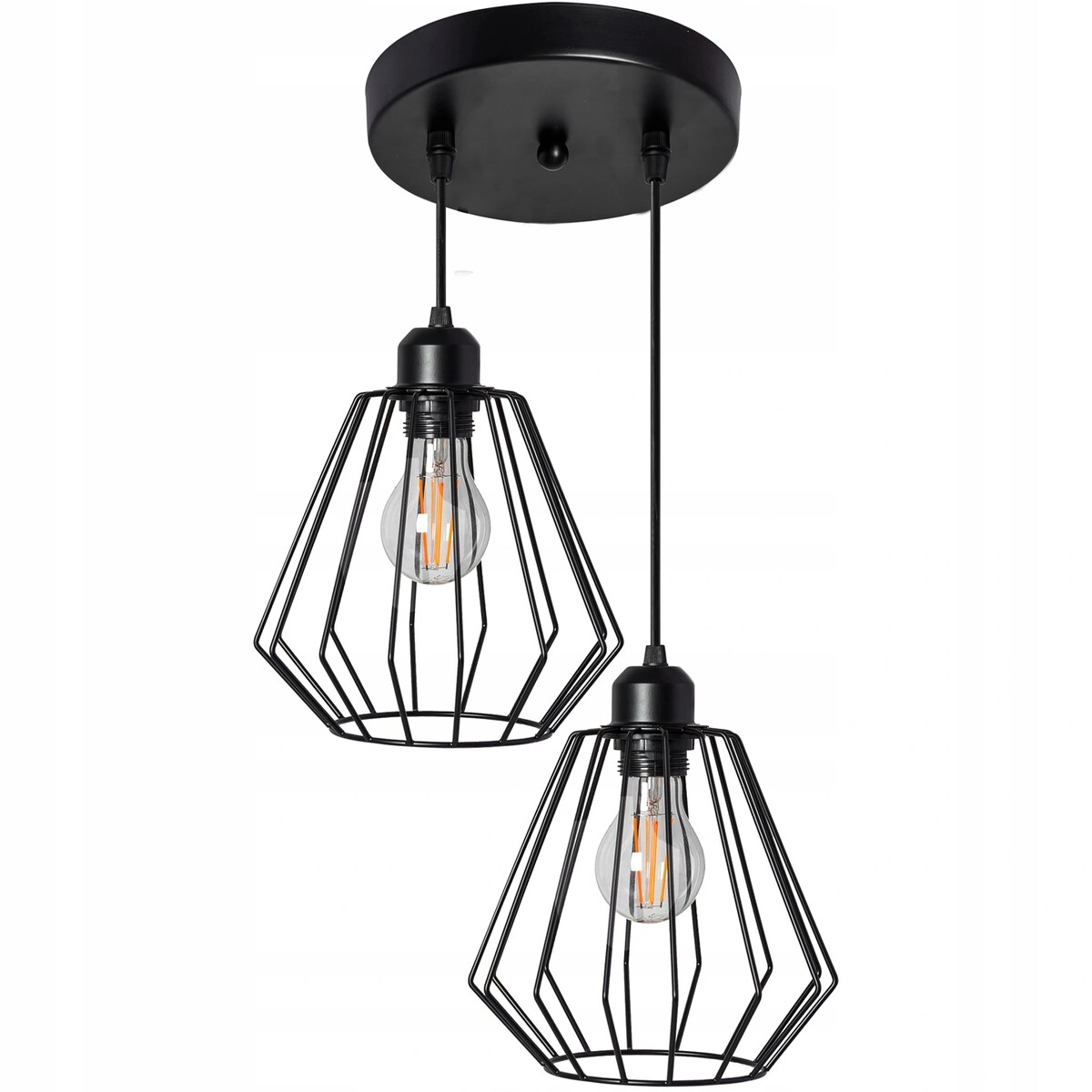 Lampa Sufitowa Wisząca Podwójna Metalowa Loft