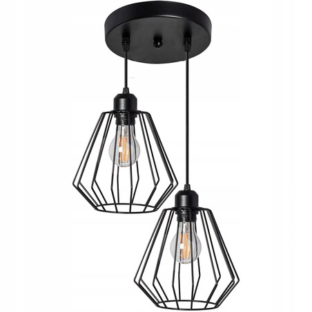 Lampa Sufitowa Wisząca Podwójna Metalowa Loft