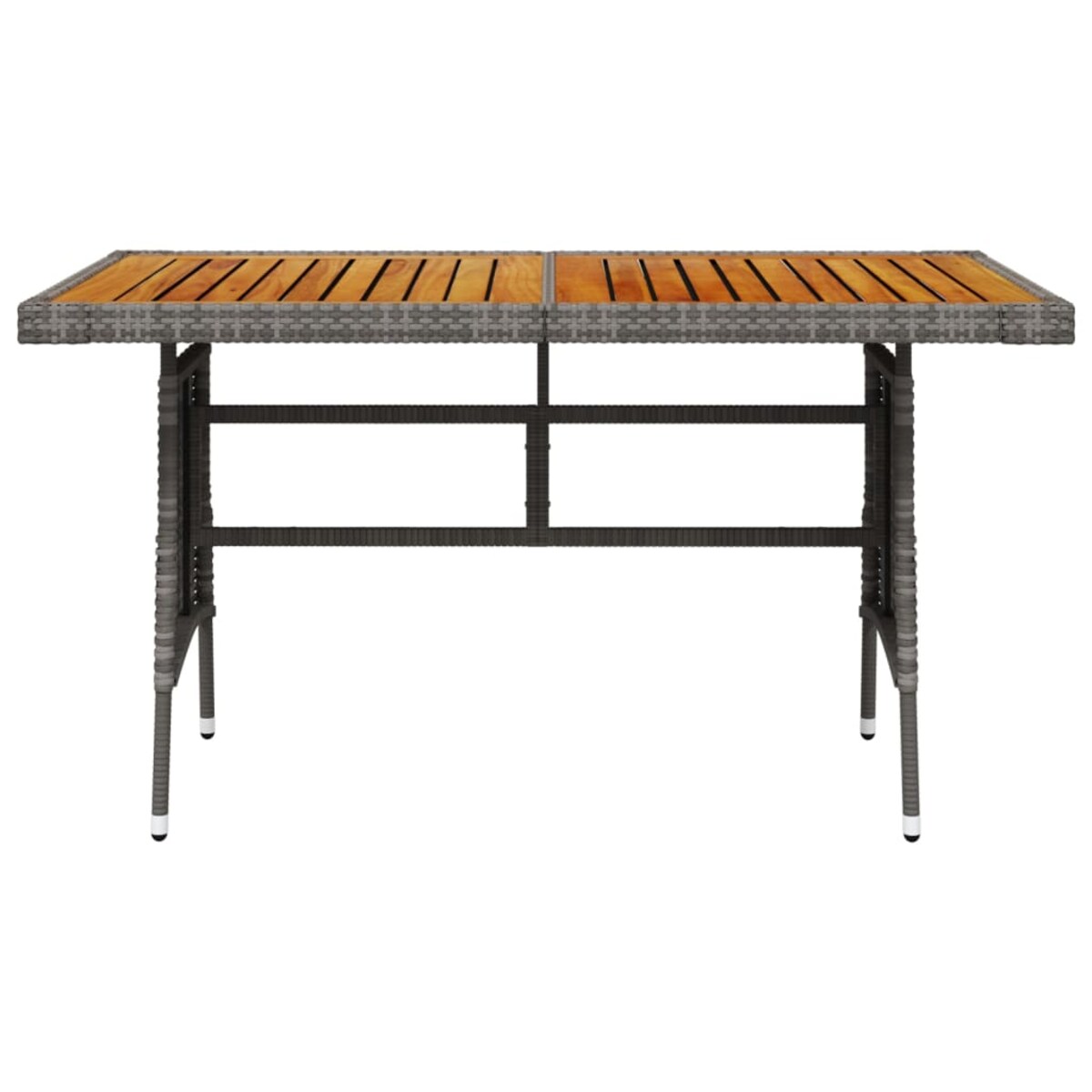 vidaXL Stół ogrodowy, szary, 130x70x72 cm, rattan PE i drewno akacjowe