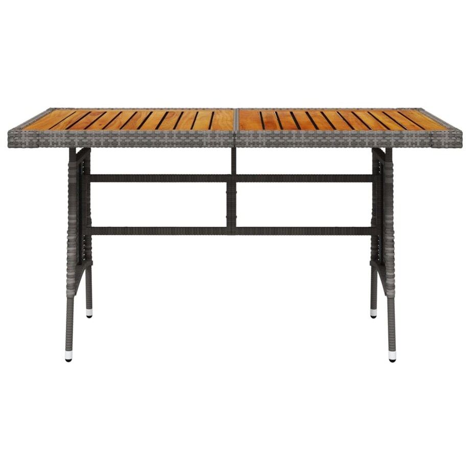vidaXL Stół ogrodowy, szary, 130x70x72 cm, rattan PE i drewno akacjowe