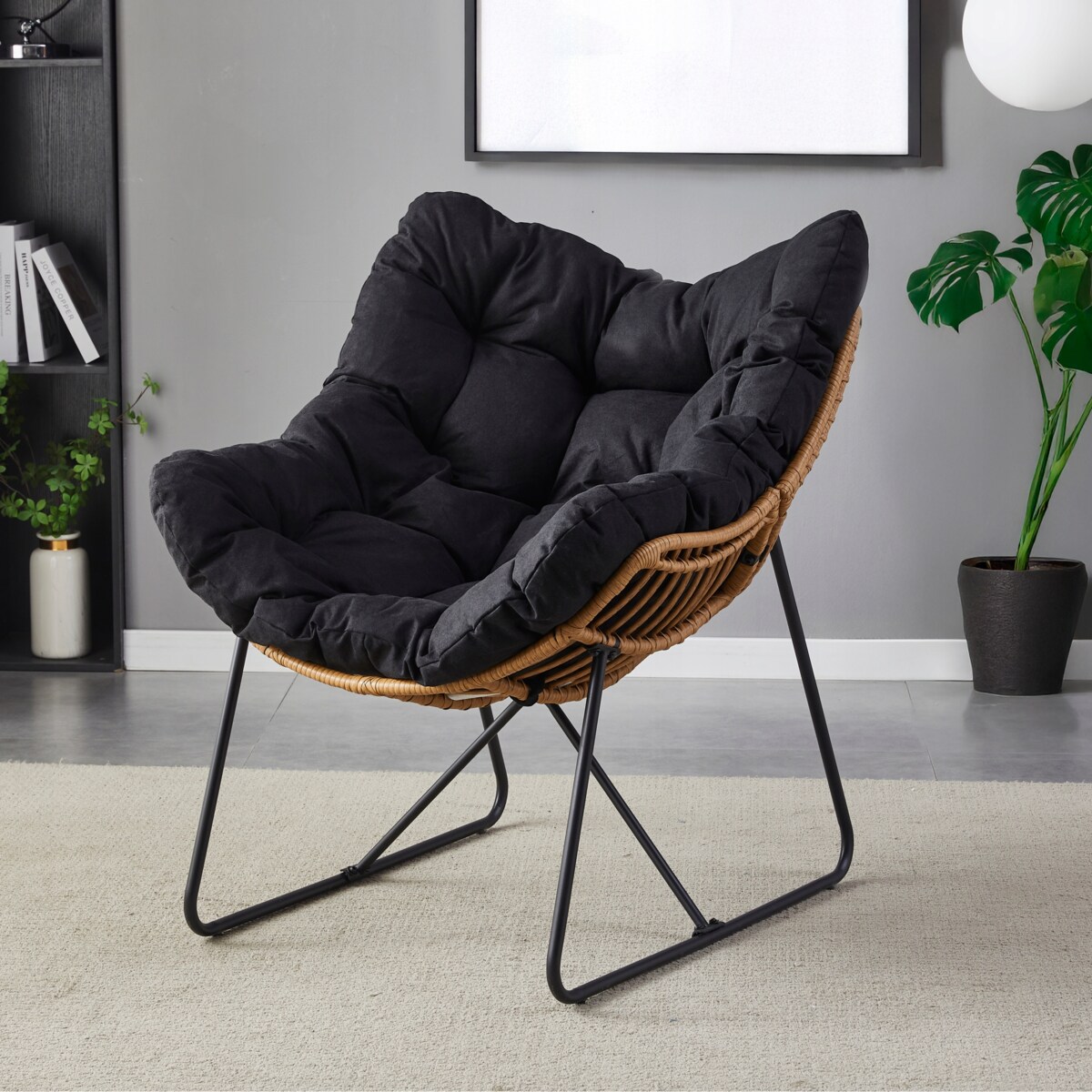 Fotel Ogrodowy Wypoczynkowy Kubełkowy Do Salonu Na Taras Balkon FIN Czarny