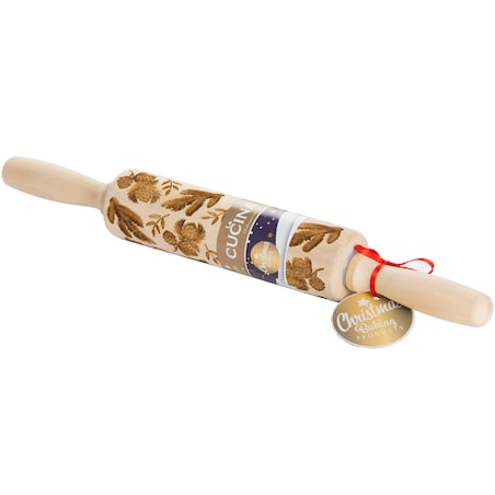 Wałek Do Ciasta Grawerowany Drewniany Świąteczny Do Ciastek Gałązki