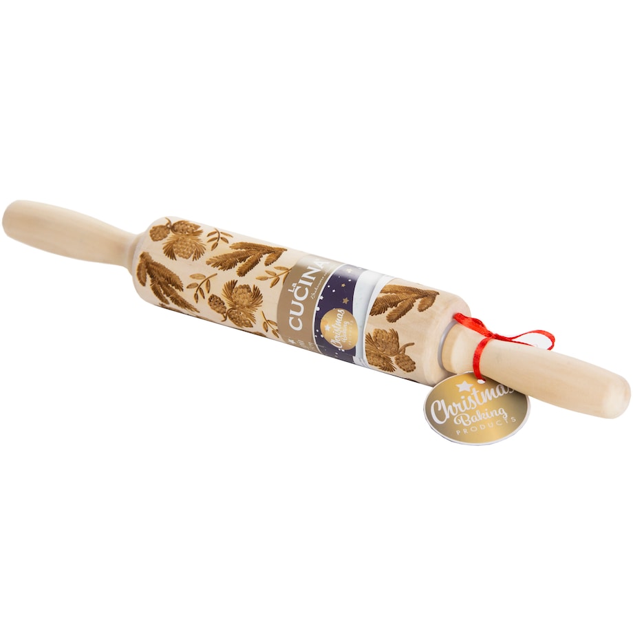 Wałek Do Ciasta Grawerowany Drewniany Świąteczny Do Ciastek Gałązki