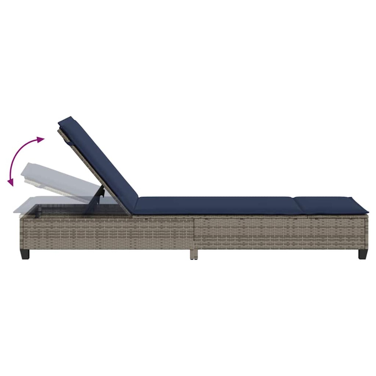 vidaXL Leżak z poduszkami Szary 55x200x25,5cm Polirattan