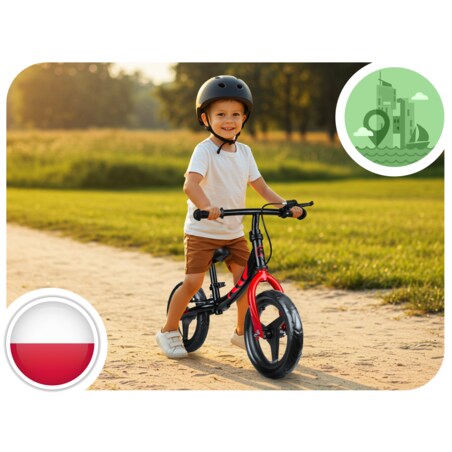 Rowerek biegowy dla dzieci rower dziecięcy lekki Fun Adventure Ricokids czarno-czerwony