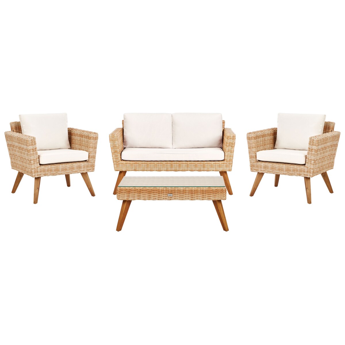 Zestaw wypoczynkowy dla 4 osób Technorattan Złamana biel VITTORIA