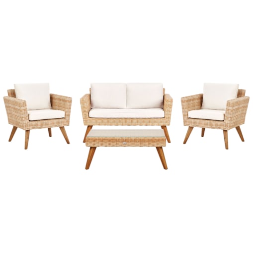 Zestaw wypoczynkowy dla 4 osób Technorattan Złamana biel VITTORIA