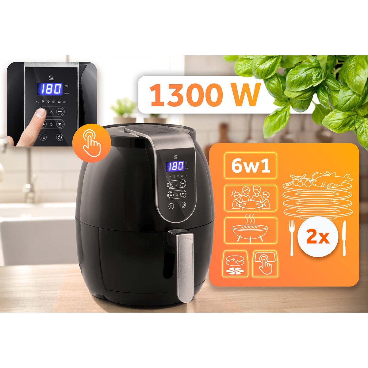 Frytkownica beztłuszczowa AIR FRYER mocna 3.6l Berdsen