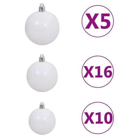 vidaXL Sztuczna choinka z lampkami i bombkami, zielona, 210 cm, PVC