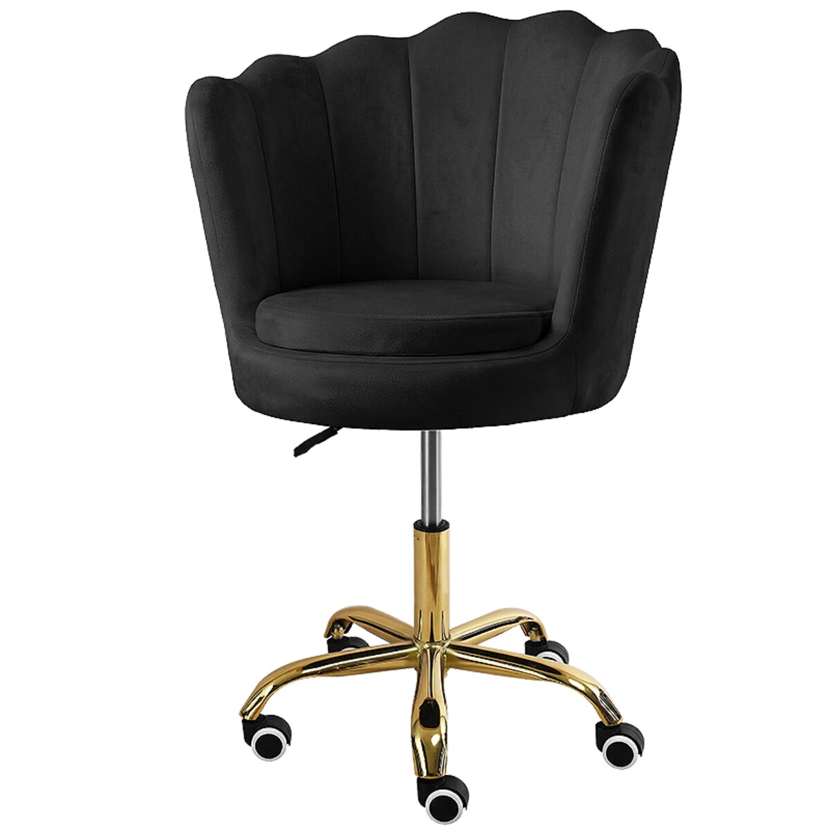 Fotel obrotowy krzesło muszelka welurowy do biurka toaletki czarny shell