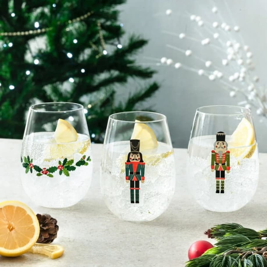 Szklanki Świąteczne do napojów Krosno 3 szt Zestaw Komplet PREZENT 500 ml