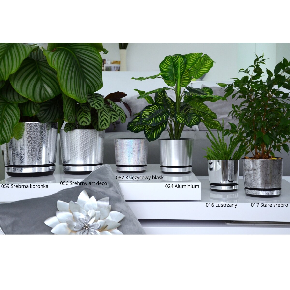 12 cm piękny wzór SREBRY ART - DECO piękny elegancki deseń niezwykły wzór glamour ekskluzywna