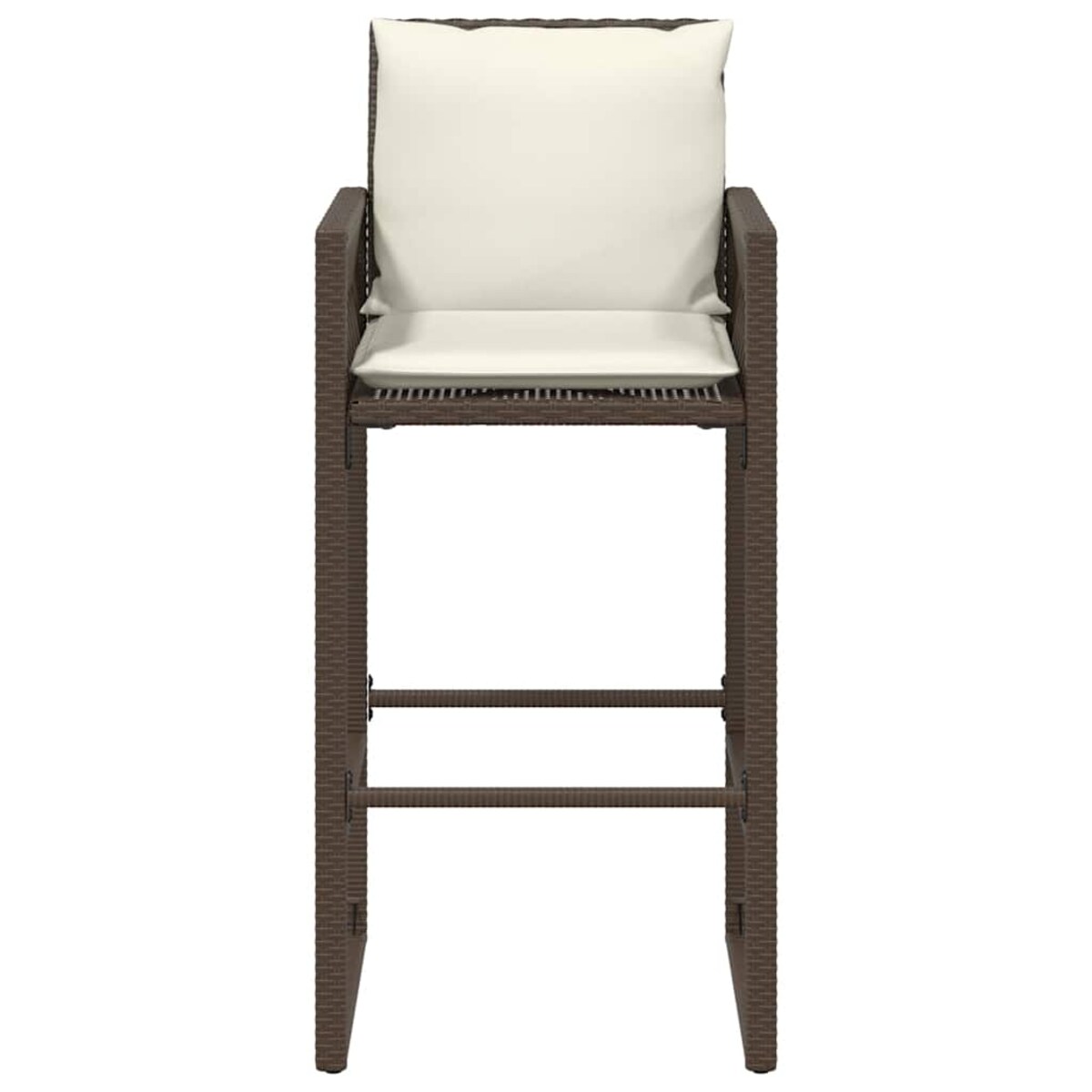 vidaXL Ogrodowe stołki barowe z poduszkami, 2 szt, brązowe, polirattan