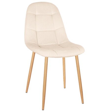 Krzesło tapicerowane welurowe beżowe do salonu jadalni pikowane