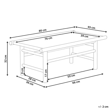Stolik kawowy ogrodowy TODI 45 cm 80 cm Bambus Brązowy