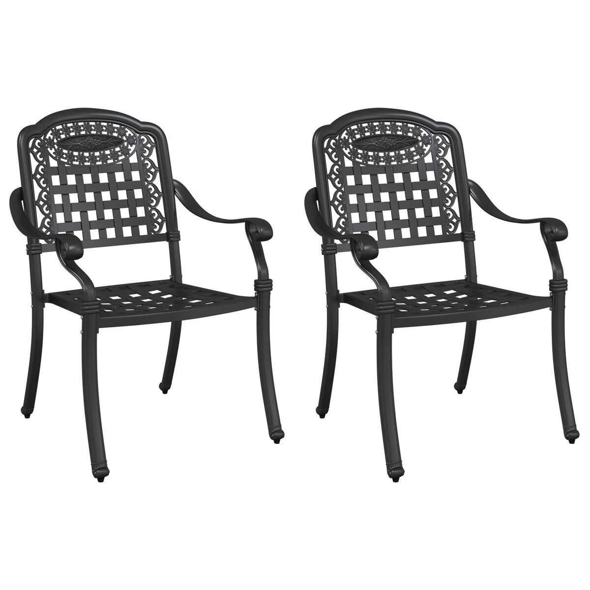 Krzesła ogrodowe vidaXL 2 sztuki czarne z aluminium odlewanego