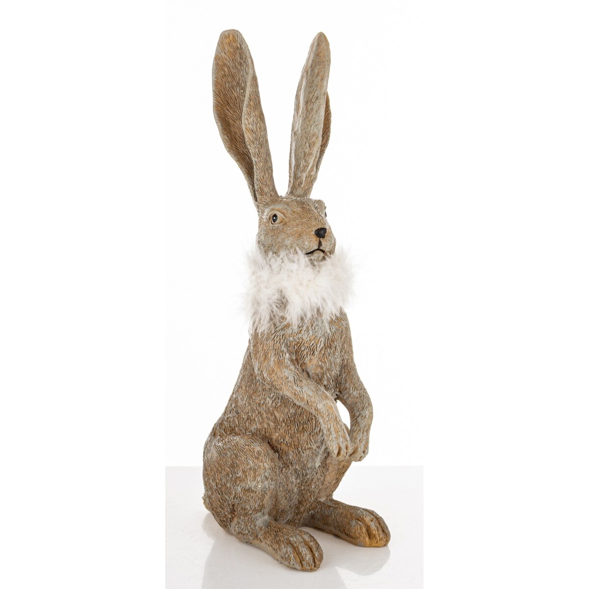 Dekoracja - zając szary 32x10x14,5 cm LONGORELA-3 i boa z piór