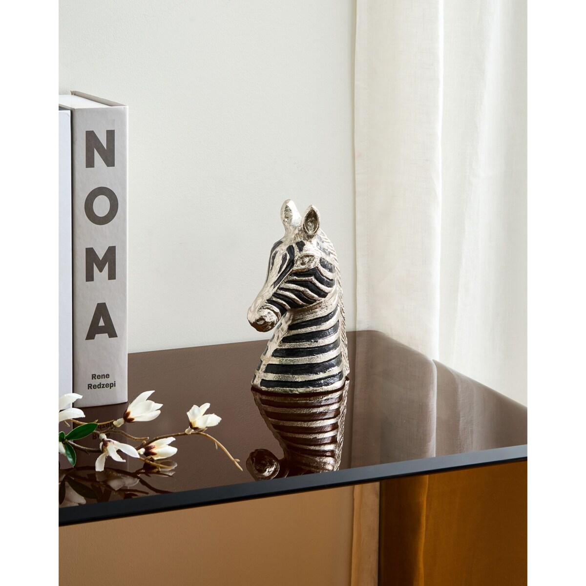 Figurka dekoracyjna Zebra ZAGORA Metal Czarny/ srebrny