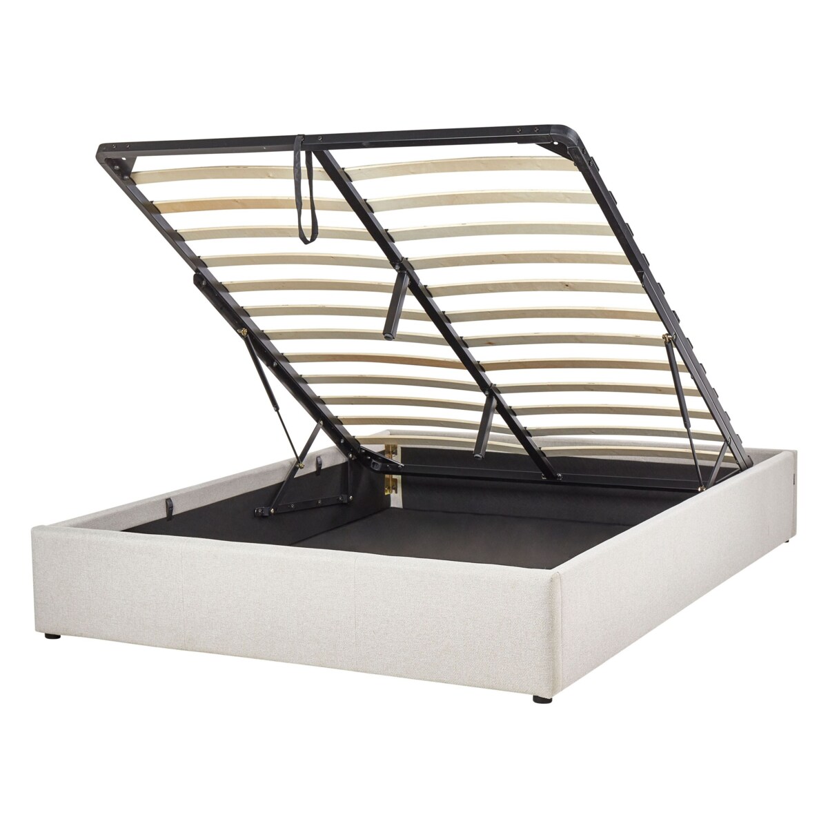 Łóżko z pojemnikiem tapicerowane 140 x 200 cm jasnobeżowe DINAN