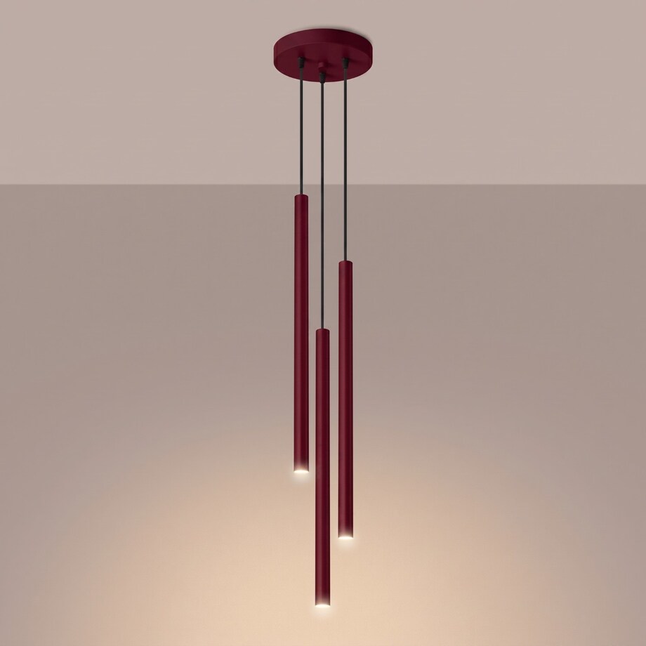 Lampa wisząca PASTELO 3P burgund