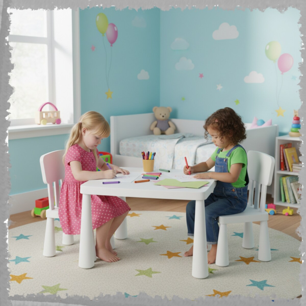 Stolik dla dzieci biały plastikowy do pokoju dziecka dziecięcy