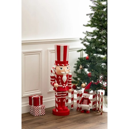 Dziadek do Orzechów biało-czerwony 91 cm