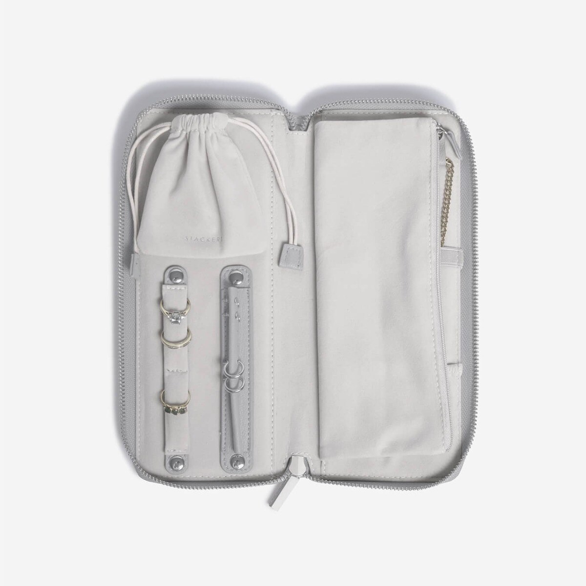 Pudełko podróżne na biżuterię z miejscem na pierścionki Stackers kamienna szarość