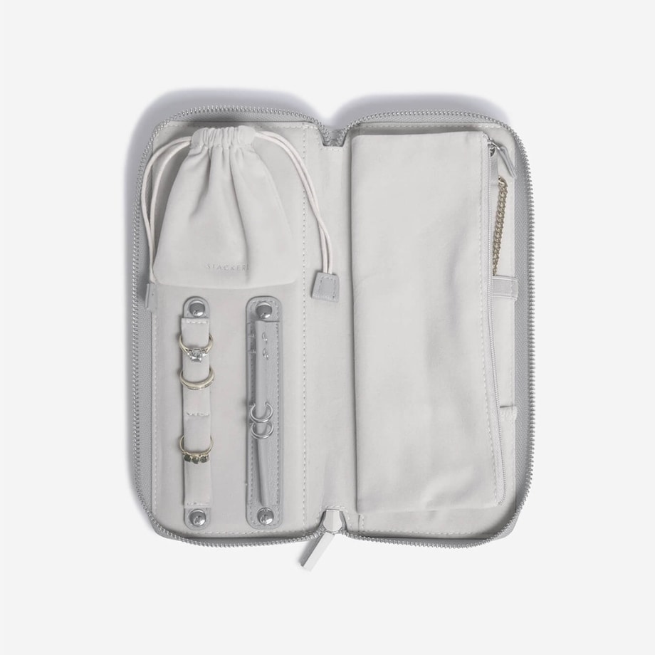 Pudełko podróżne na biżuterię z miejscem na pierścionki Stackers kamienna szarość