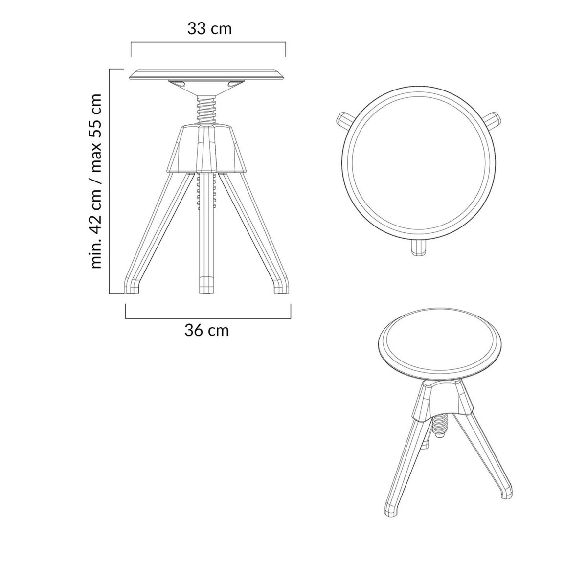 Stołek JERRY czarny - polipropylen, drewno