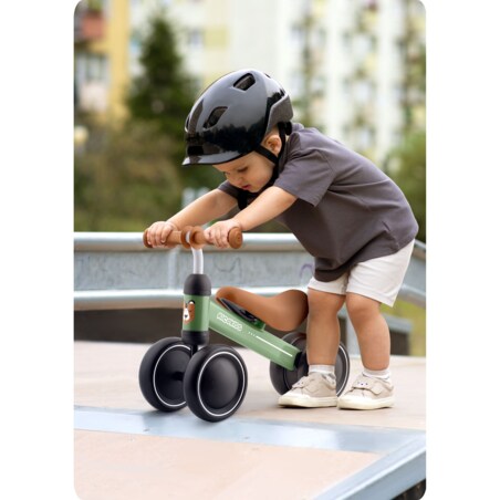 Rowerek biegowy trójkołowy jeździk dla dzieci lekki Ricokids zielono-brązowy