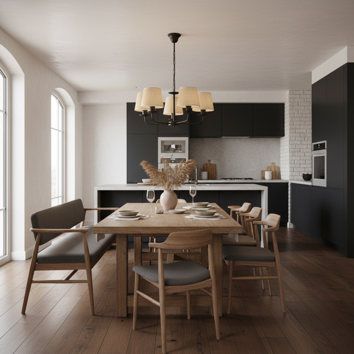 lampa wisząca boho 5 punktowa czarna edylit abażury z juty