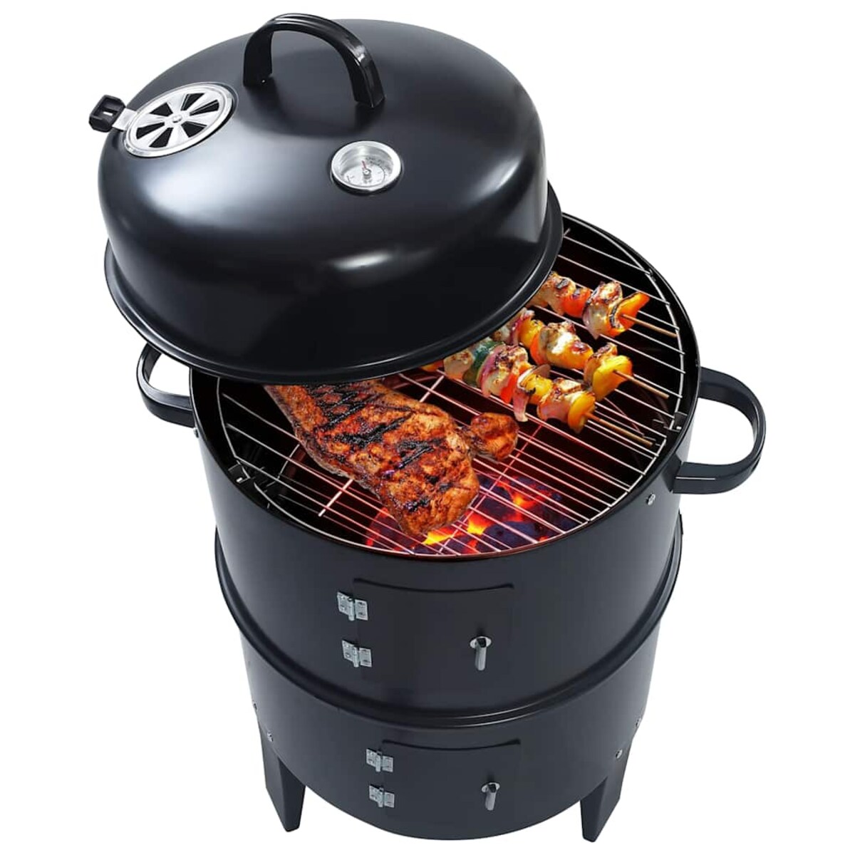 vidaXL Grill węglowy z wędzarnią 3-w-1, 40x80 cm